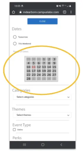 An image of our team's example of a potential calendar design for improved date selection